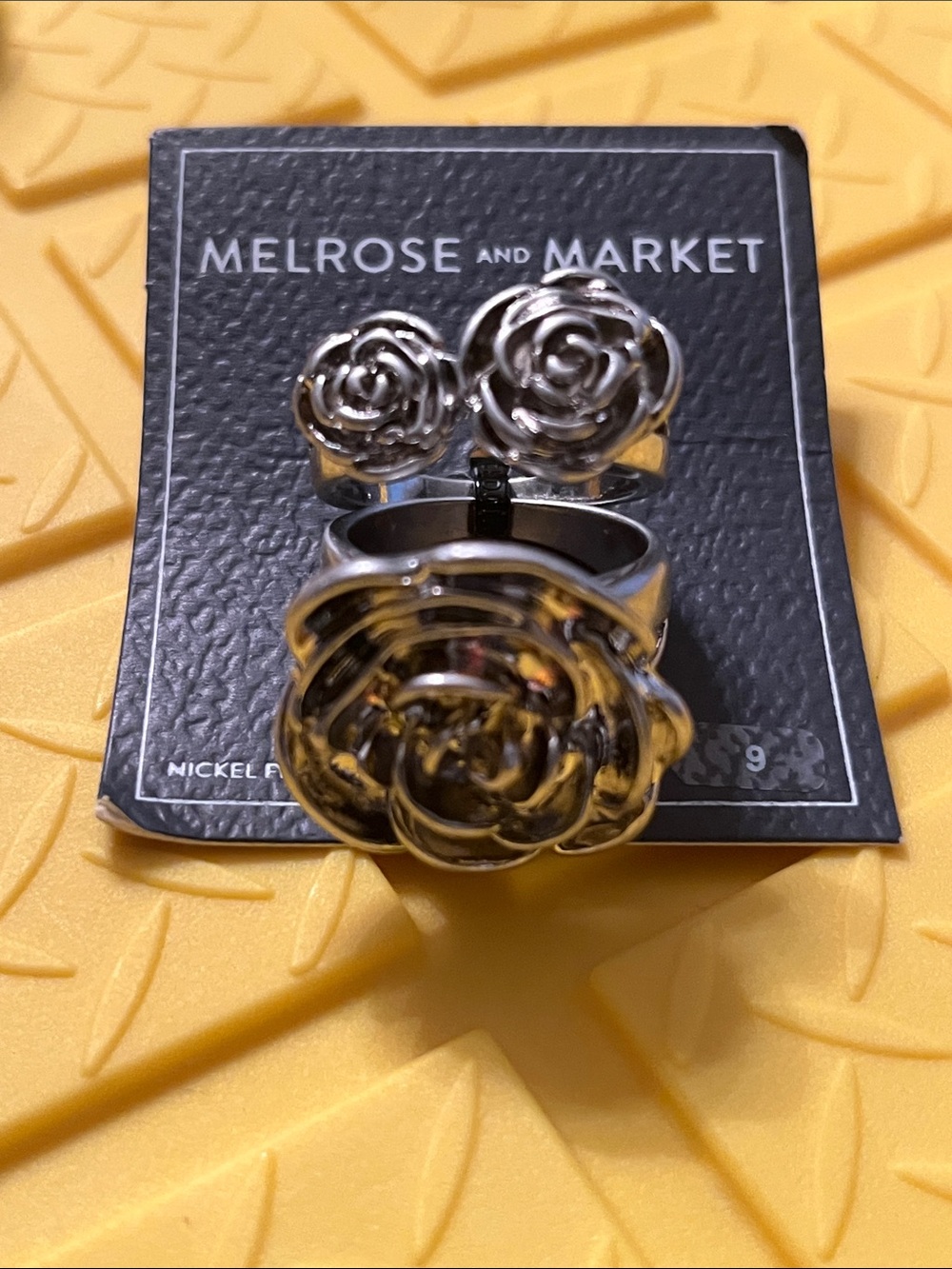 Melrose and Market Silver Rose Ring Set